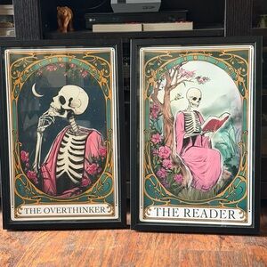 Skeleton Art Print Set - The Overthinker & The Reader